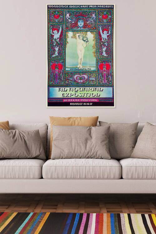 1969 Woodstock Festival “Wallkill New York” Psychedelic Concert Poster by Back Stage Archives
