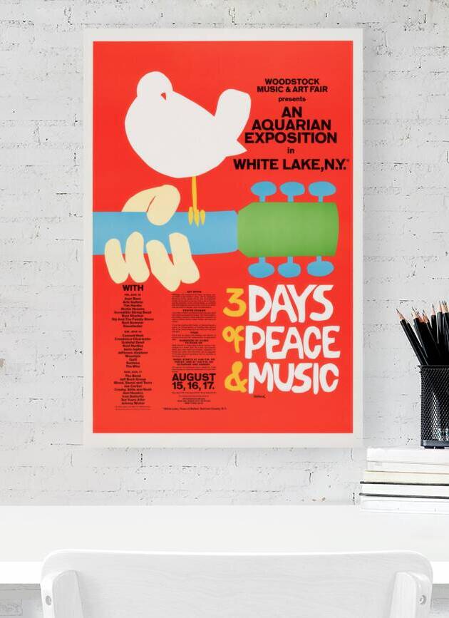 1969 Woodstock Festival “3 Days of Peace & Music” Concert Poster by Back Stage Archives