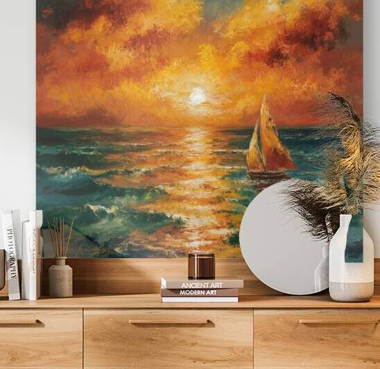 Sunset Serenity: A Palette Knife Symphony by MossArt