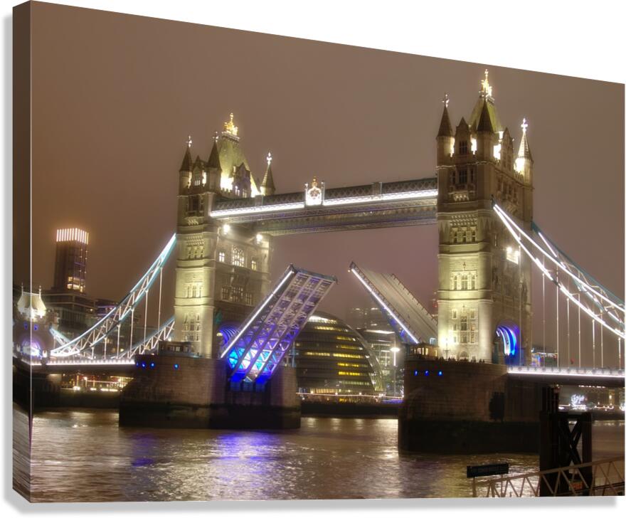 Tower Bridge raised at night Canvas Print