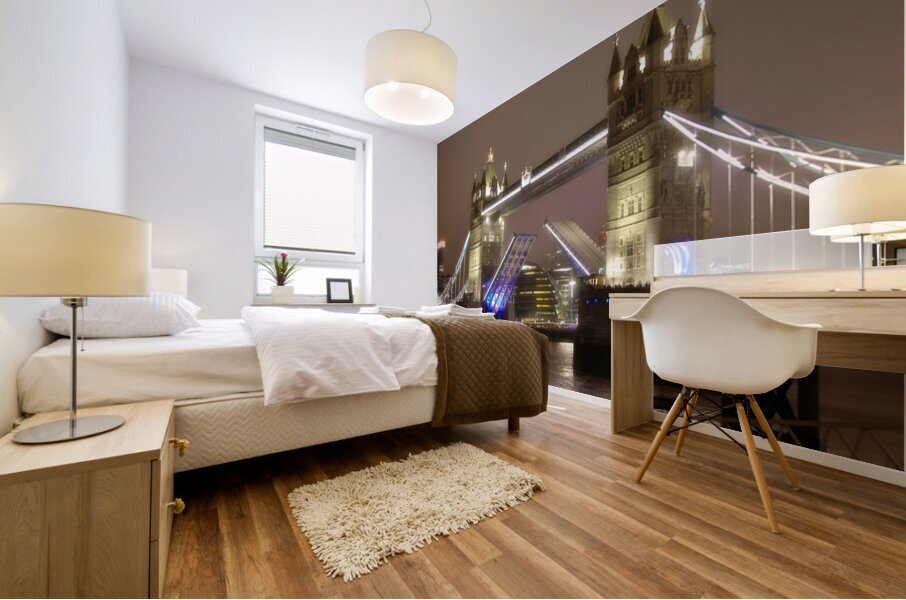 Tower Bridge raised at night Mural print