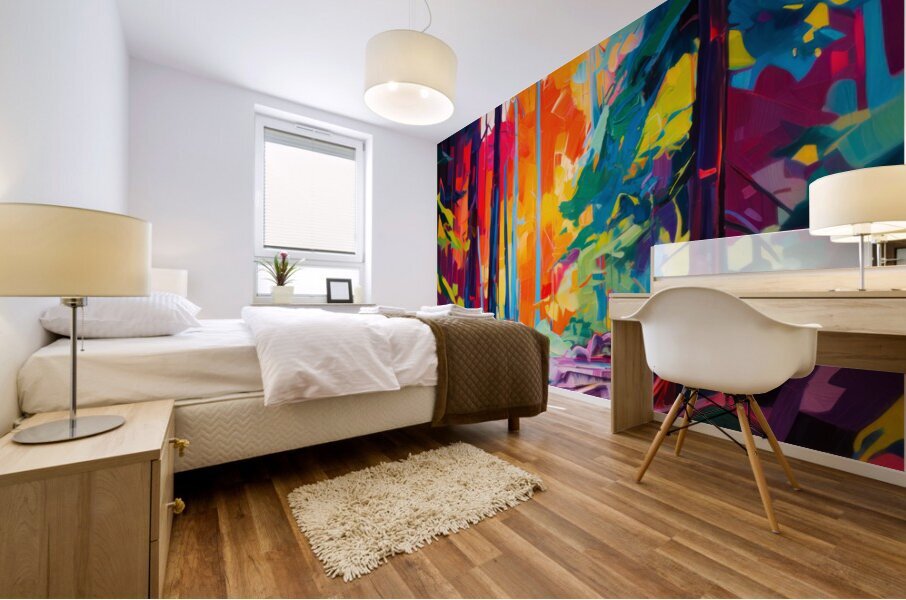 Vibrant Precisionist Forest Mural print