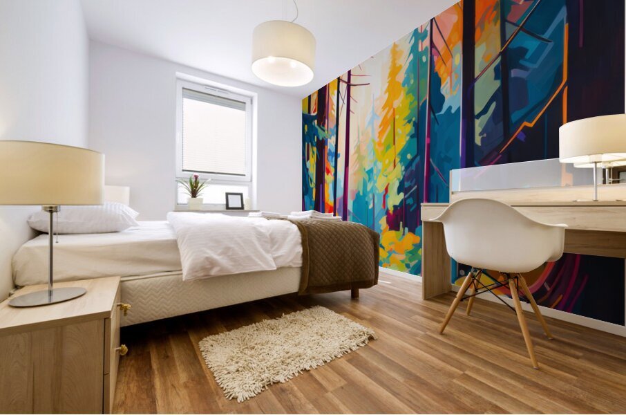 Hyper Detailed Sunset Woods Mural print