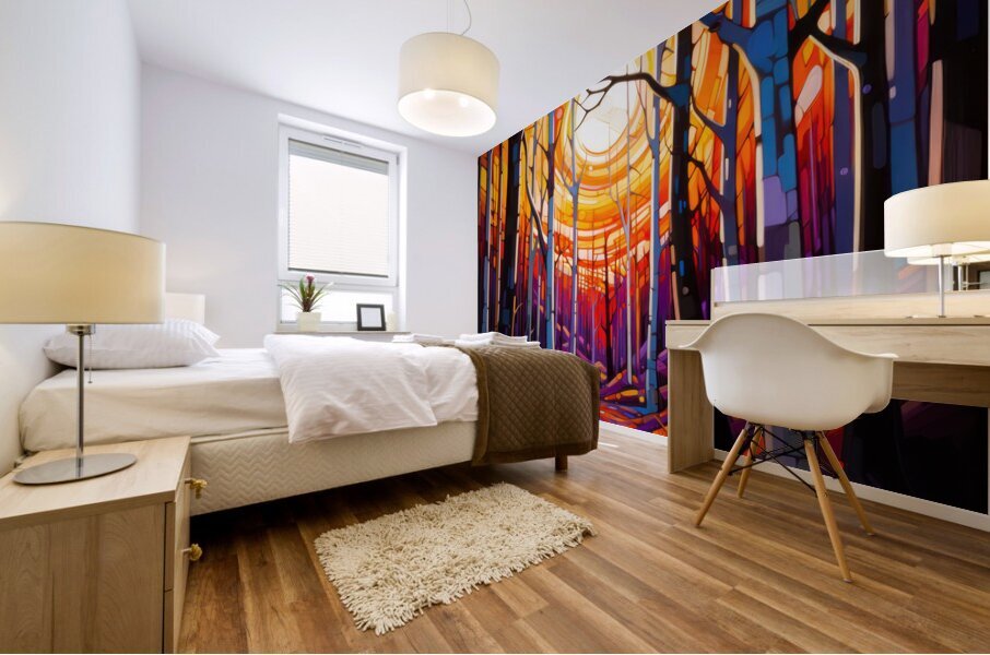 Bold Outlined Aspen Forest Mural print
