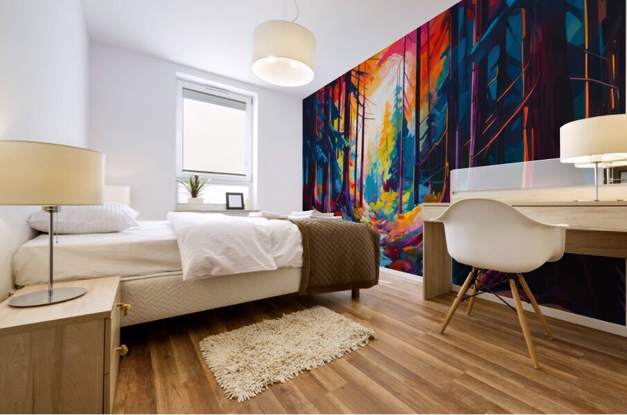 Fauvist Sunset Forest Mural print