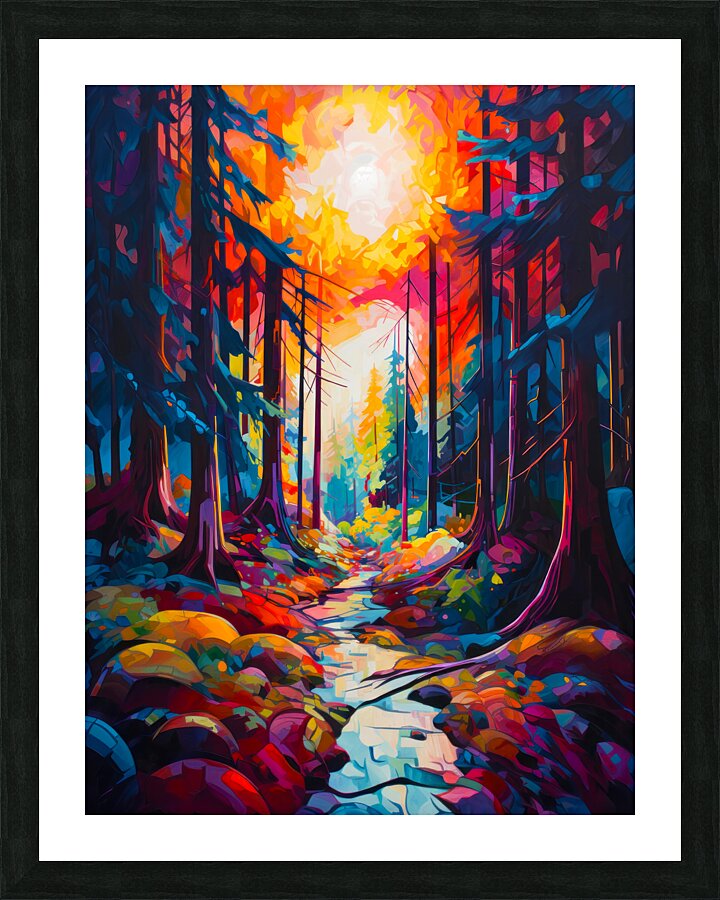 Fauvist Sunset Forest Picture Frame print