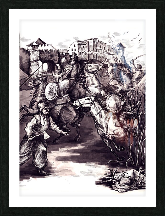 Medieval battle  Picture Frame print