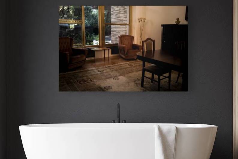 Vintage Seating Corner with Garden View. Tirana Interior Series by Murat Kucukkarakasli