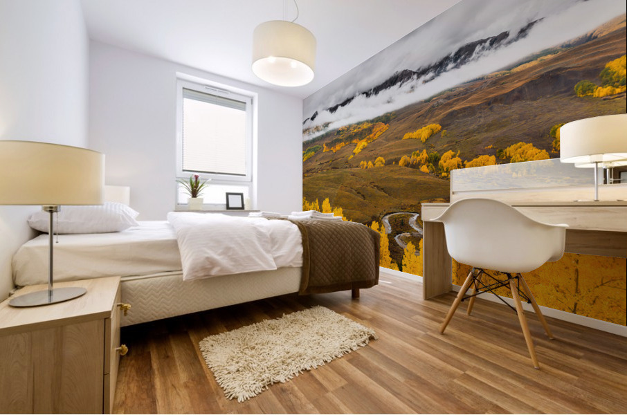 Foggy Mountain Fall Mural print