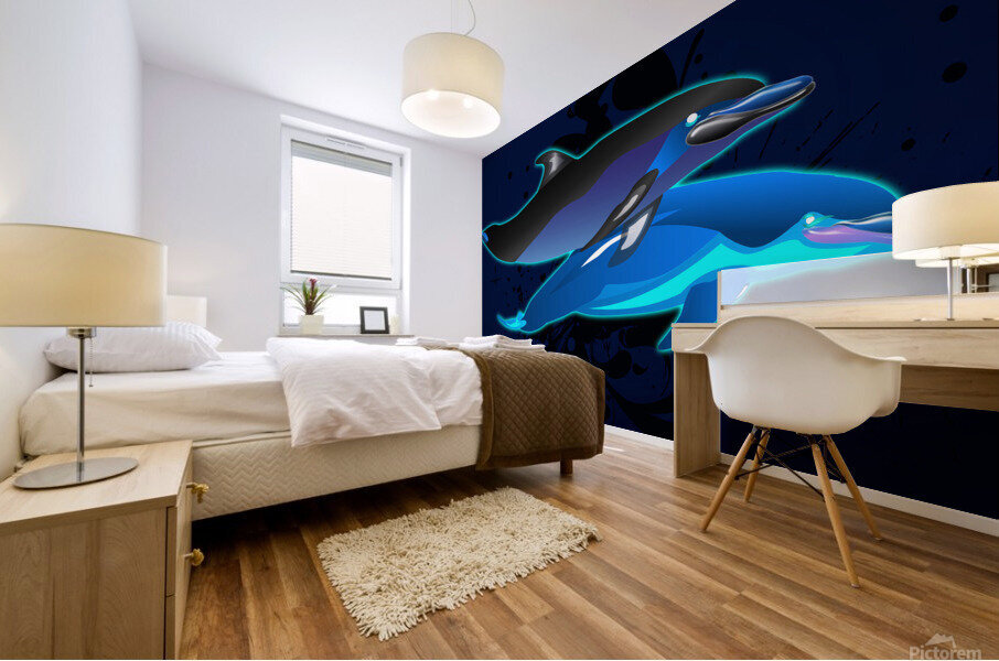 2Blue Dolphins Mural print