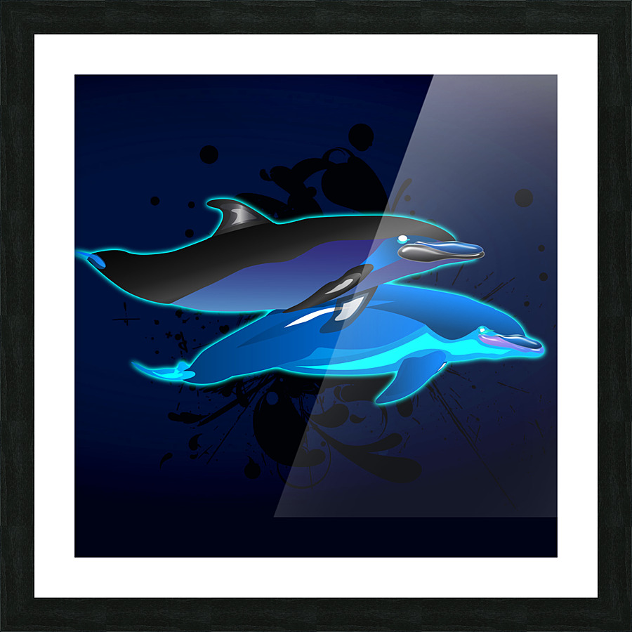 2Blue Dolphins Picture Frame print