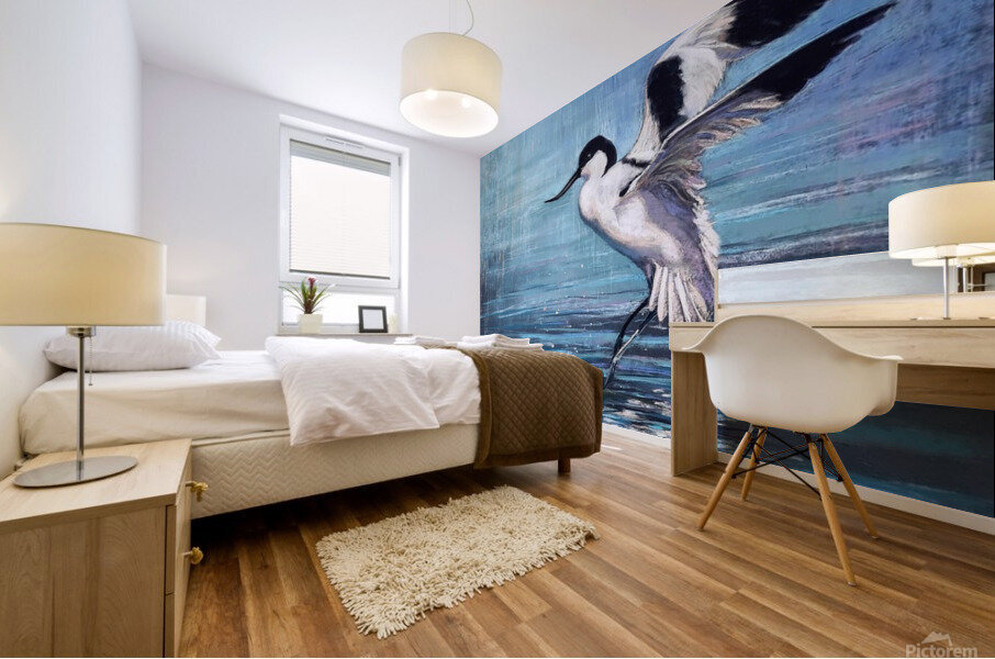 scale off by wing. Mural print