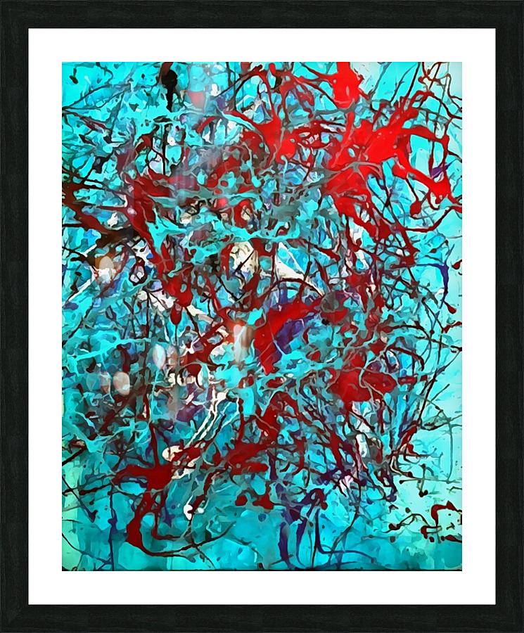 Abstract Expressionism Action on Red Picture Frame print