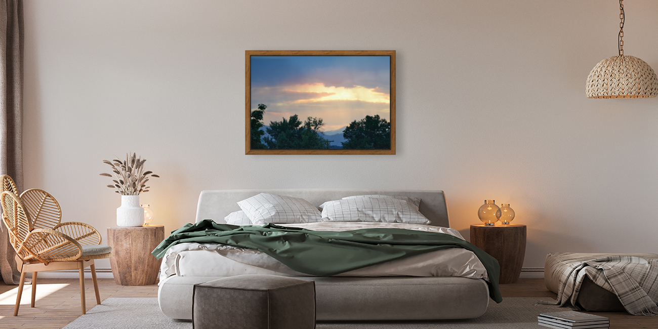 Sun breaking out of the trees to the heaven’s  Reproduction