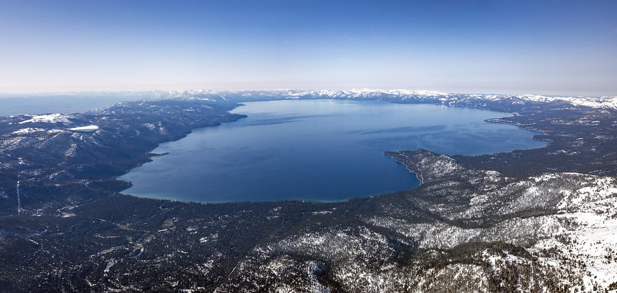 Lake Tahoe Aerial Panoramic View by Evan Petty PH๏τography Wall Art