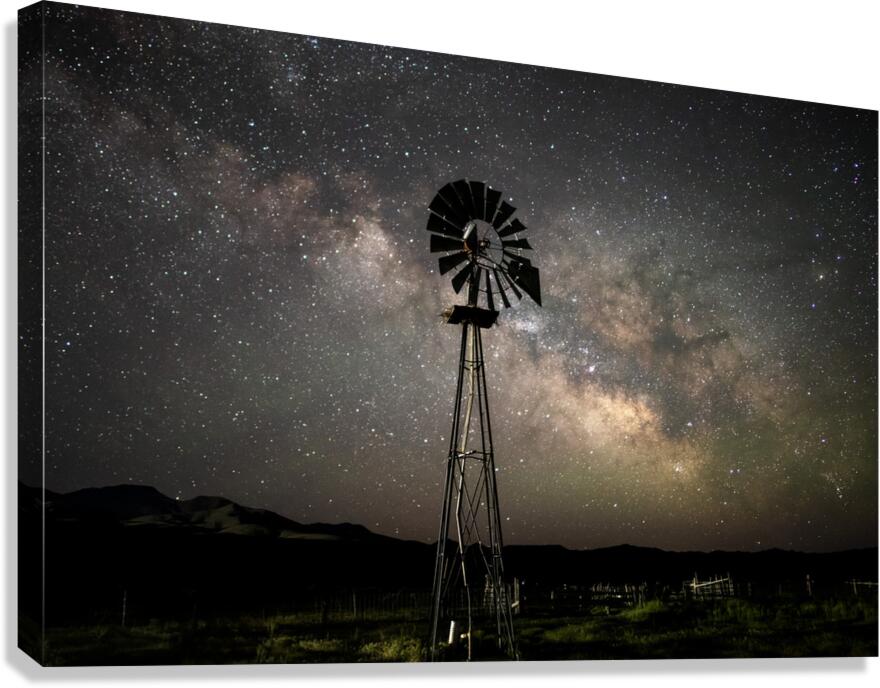 Milky Way and Windmill Canvas Print