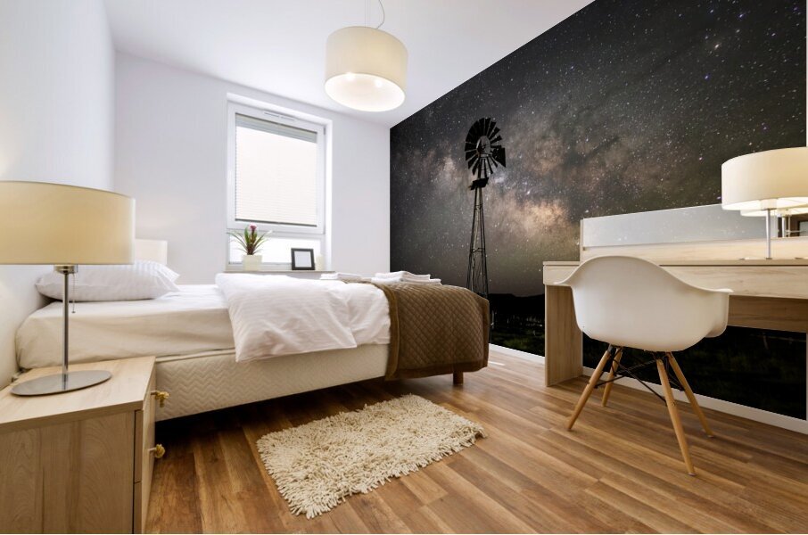 Milky Way and Windmill Mural print
