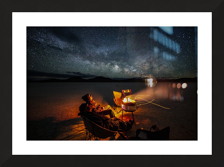 Campfire Under the Milky Way Picture Frame print