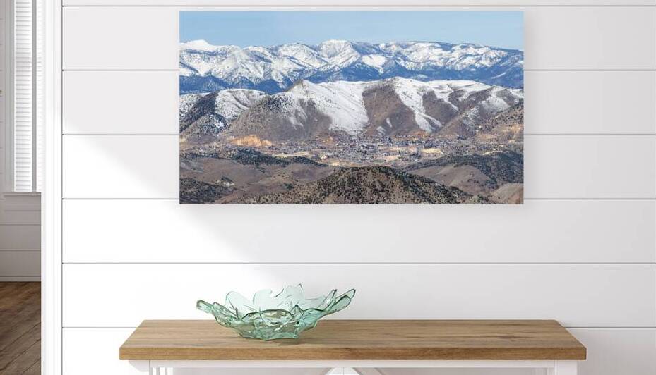 Virginia City Aerial with Sierra Snow by Evan Petty Photography