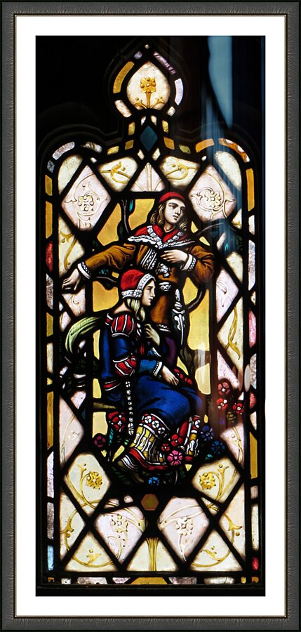 Antique Stainglass  Window Picture Frame print