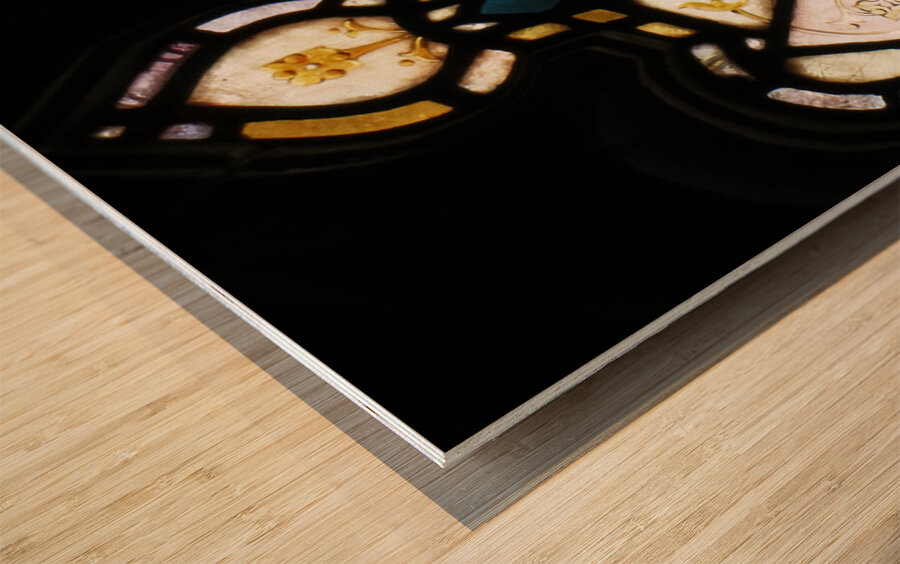 Antique Stainglass  Window Wood print