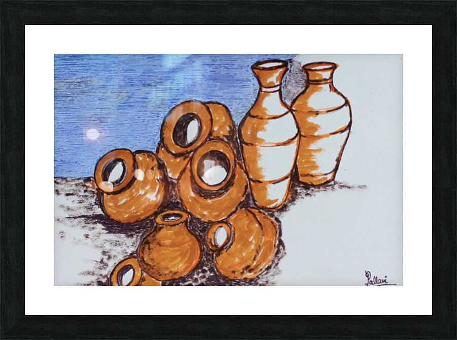 Basking pots Picture Frame print