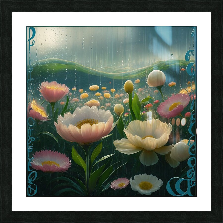 a stunning cinematic illustration of a rainy day Picture Frame print