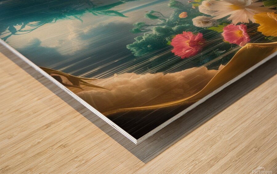 a stunning cinematic illustration of a rainy day Wood print