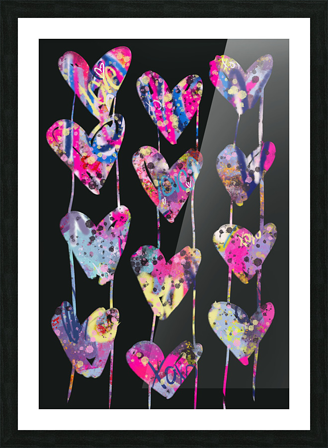 Black Multi hearts  Picture Frame Printing