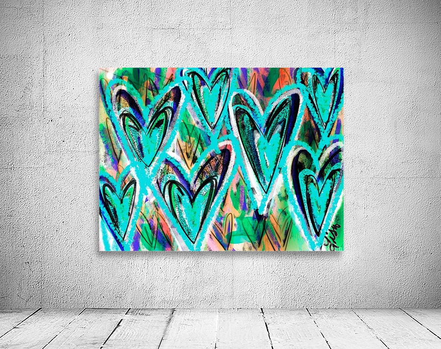 TEAL HEARTS Wall Preview
