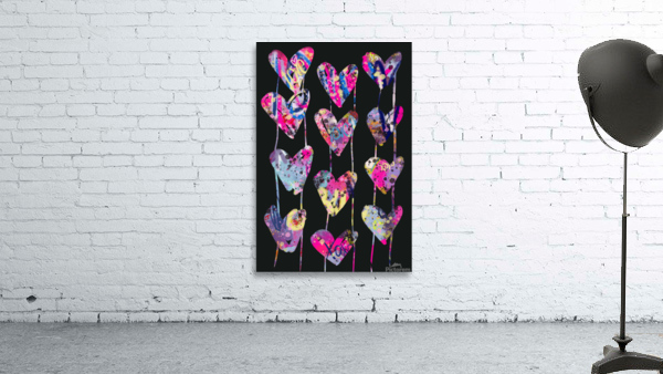 Black Multi hearts  Wall Preview