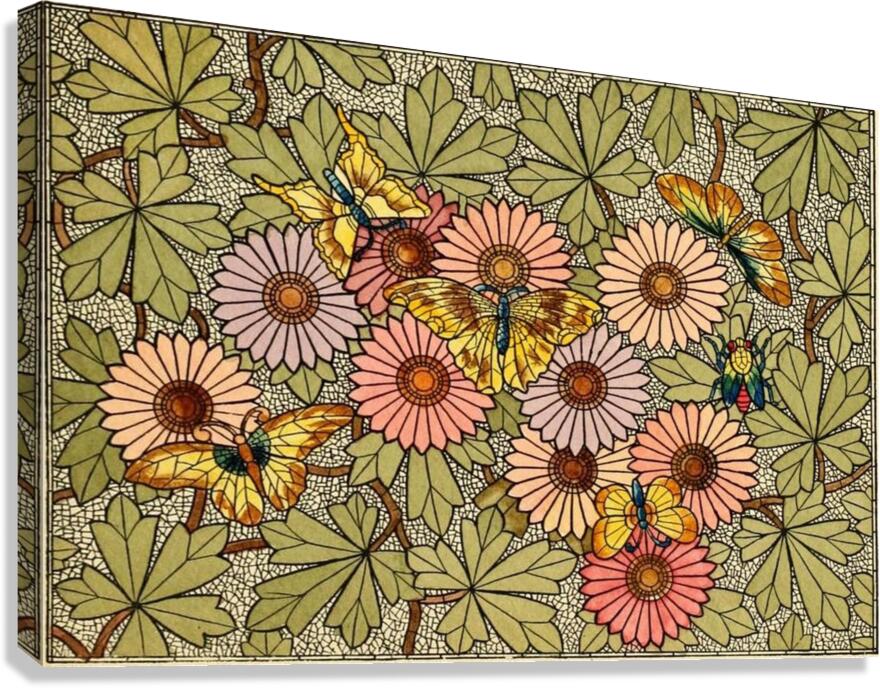 flower butterfly cubism mosaic Canvas Print