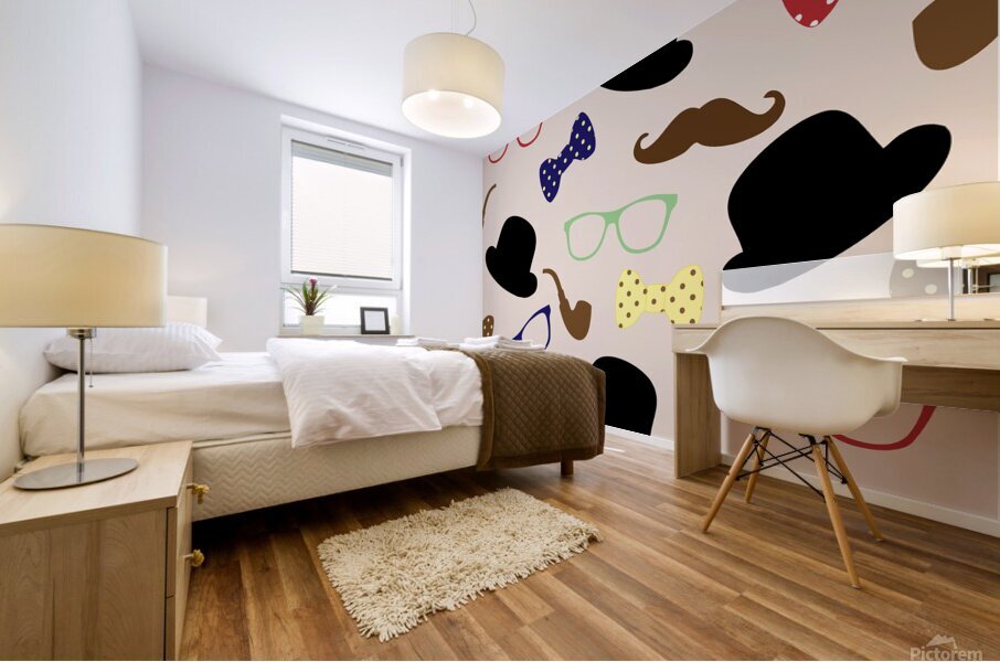 moustache hat bowler bowler hat Mural print