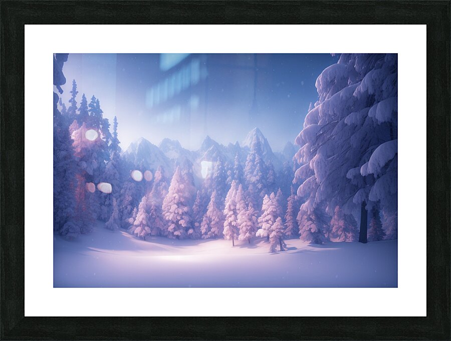 trees winter snow white clouds Picture Frame print