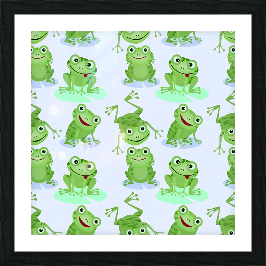 cute green frogs seamless pattern Picture Frame print