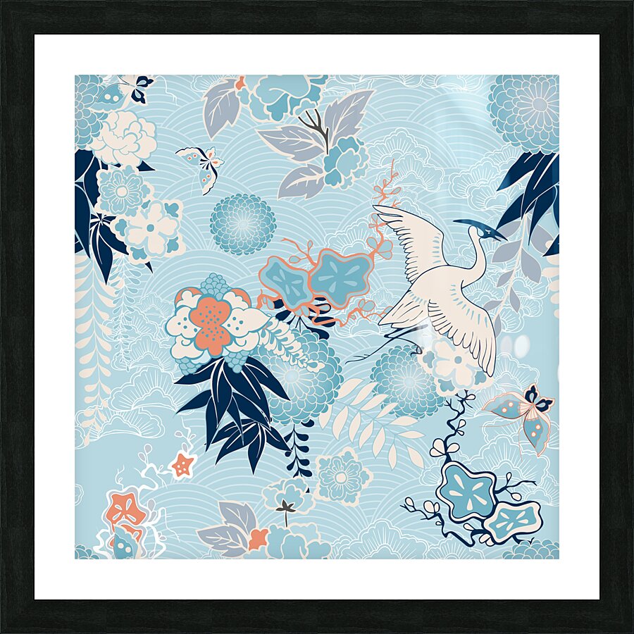 crane pattern Picture Frame print