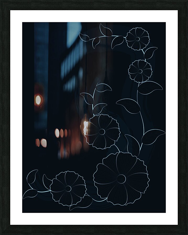 flowers background dark bloom Picture Frame print