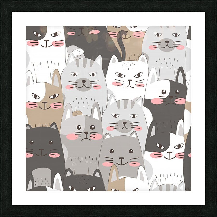 Cute cats seamless pattern Picture Frame print