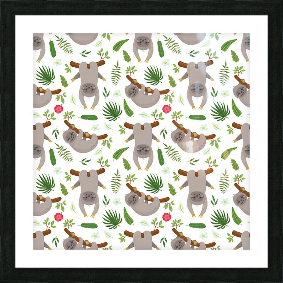 seamless pattern with cute sloths Picture Frame print