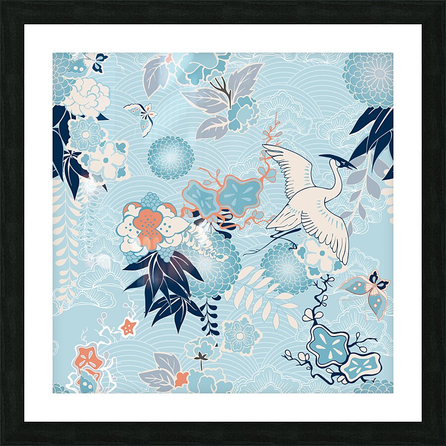 crane pattern bird animal Picture Frame print
