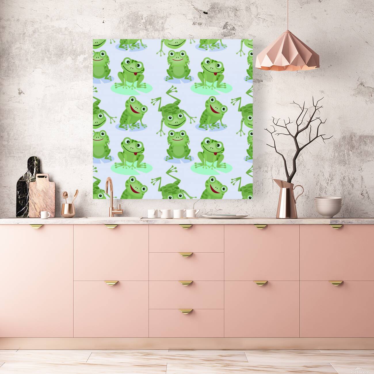 cute green frogs seamless pattern Reproduction