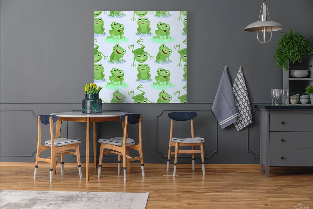 cute green frogs seamless pattern Reproduction