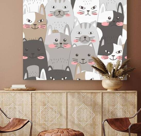 Cute cats seamless pattern Reproduction
