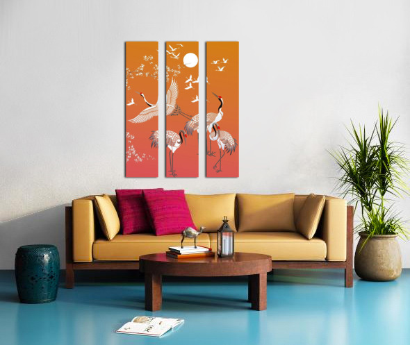Japanese Crane Painting of Birds by Hannah99 Wall Art