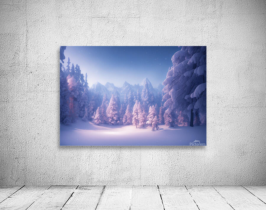 trees winter snow white clouds Wall Preview