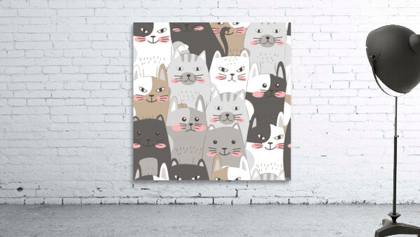 Cute cats seamless pattern Wall Preview