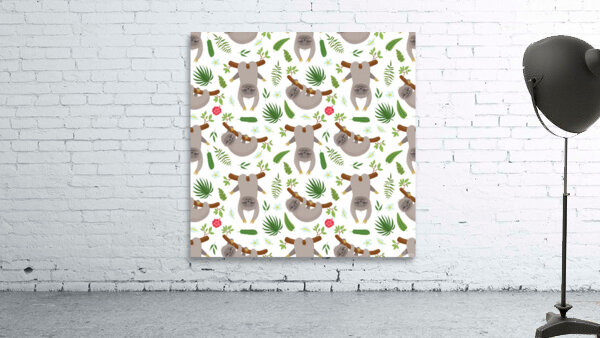 seamless pattern with cute sloths Wall Preview