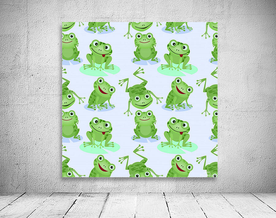 cute green frogs seamless pattern Wall Preview