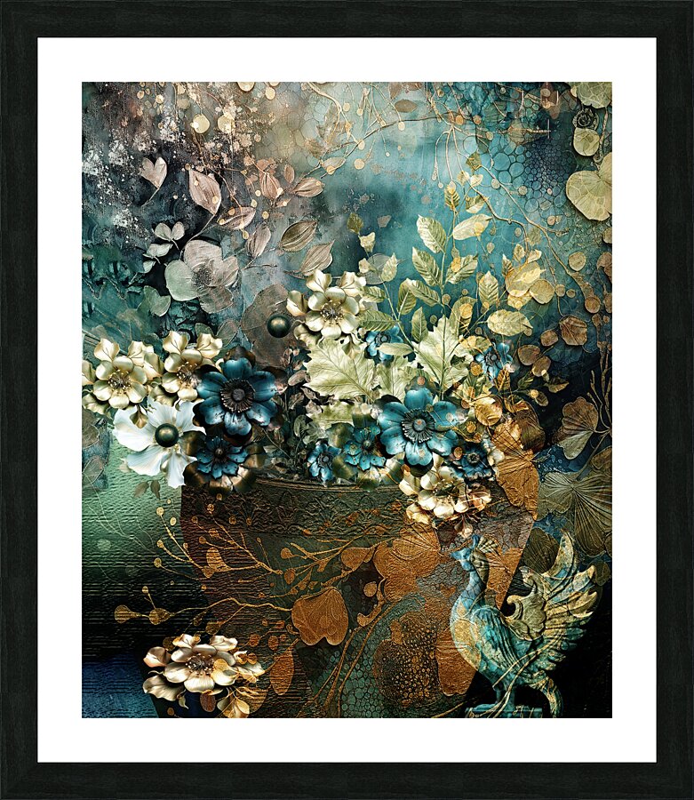 Teal Bouquet Picture Frame Printing