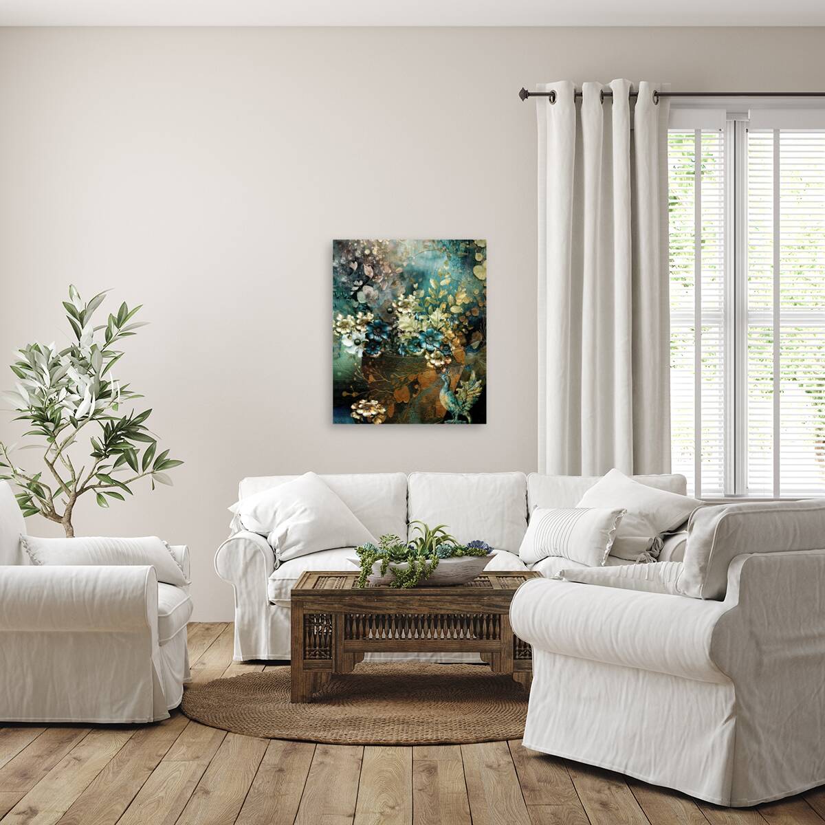 Teal Bouquet Reproduction